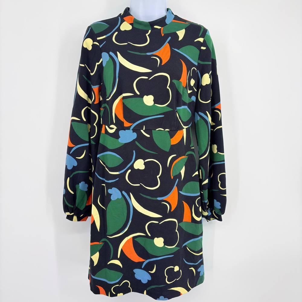 Boden Naomi Floral Jersey Long Sleeve Dress Sz 4R Feminine A Line Artsy Print